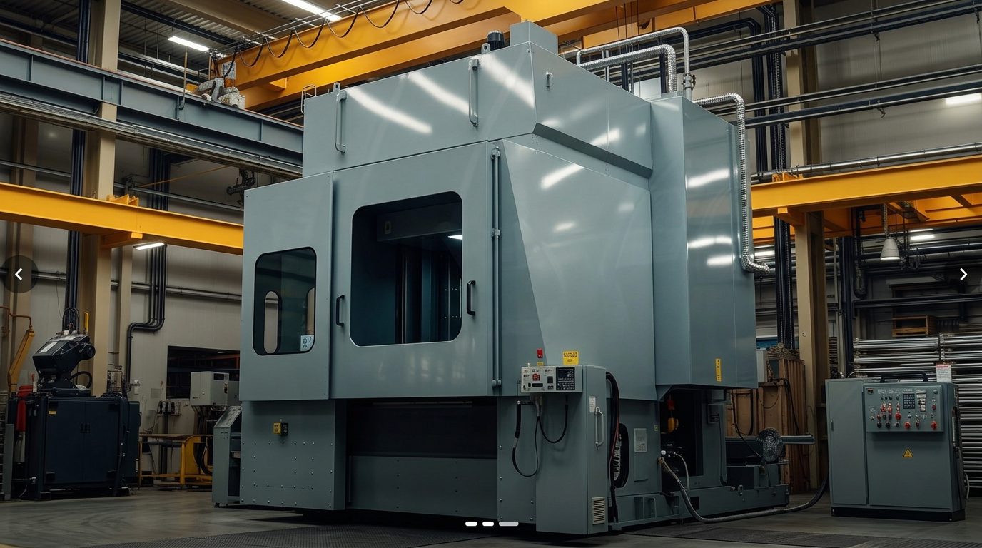 Engineer measuring a baler hydraulic power unit against a spec drawing